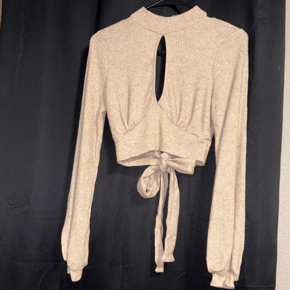 Windsor Knit Tie Open Back Crop Top